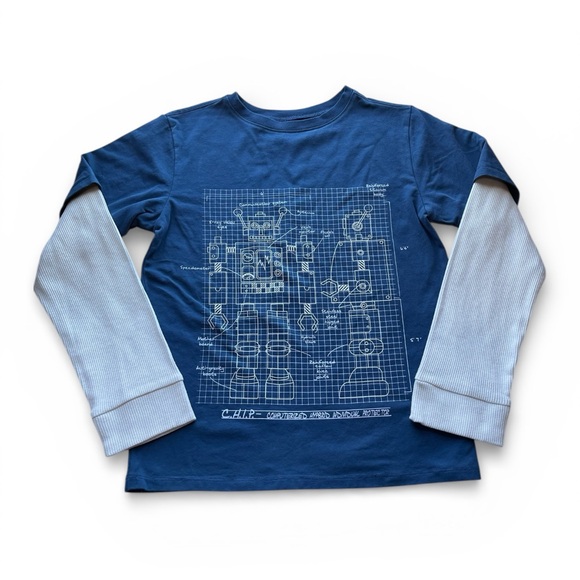 Andy & Evan Other - Andy & Evan Blue Robot Blueprint Long Sleeve Tee